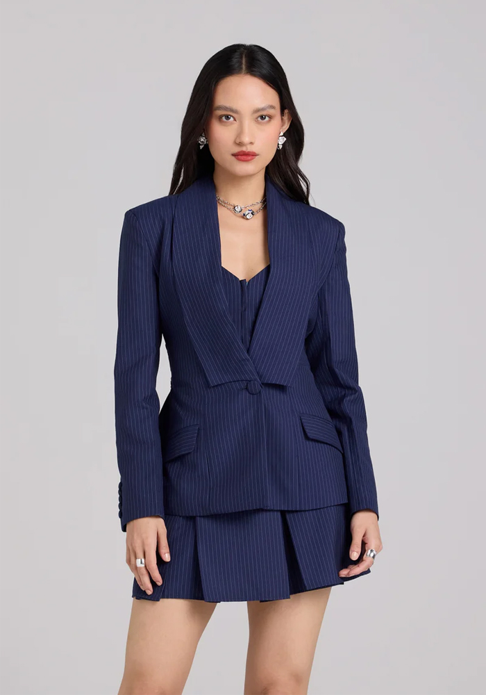 Women Three-Piece Skirt Suit Navy