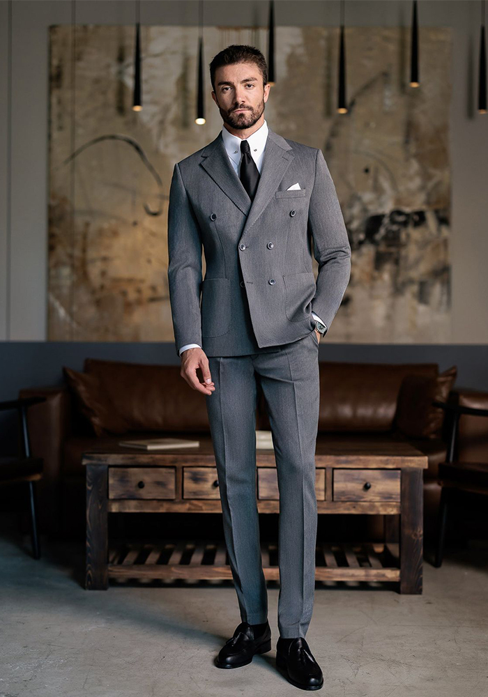 Charcoal Double-Breasted Suit