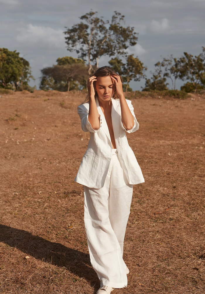 Women Linen Suit White